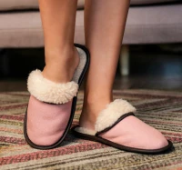 Шлепанцы  из дублированного меха (женские) 030322-1200/эп "Холти"